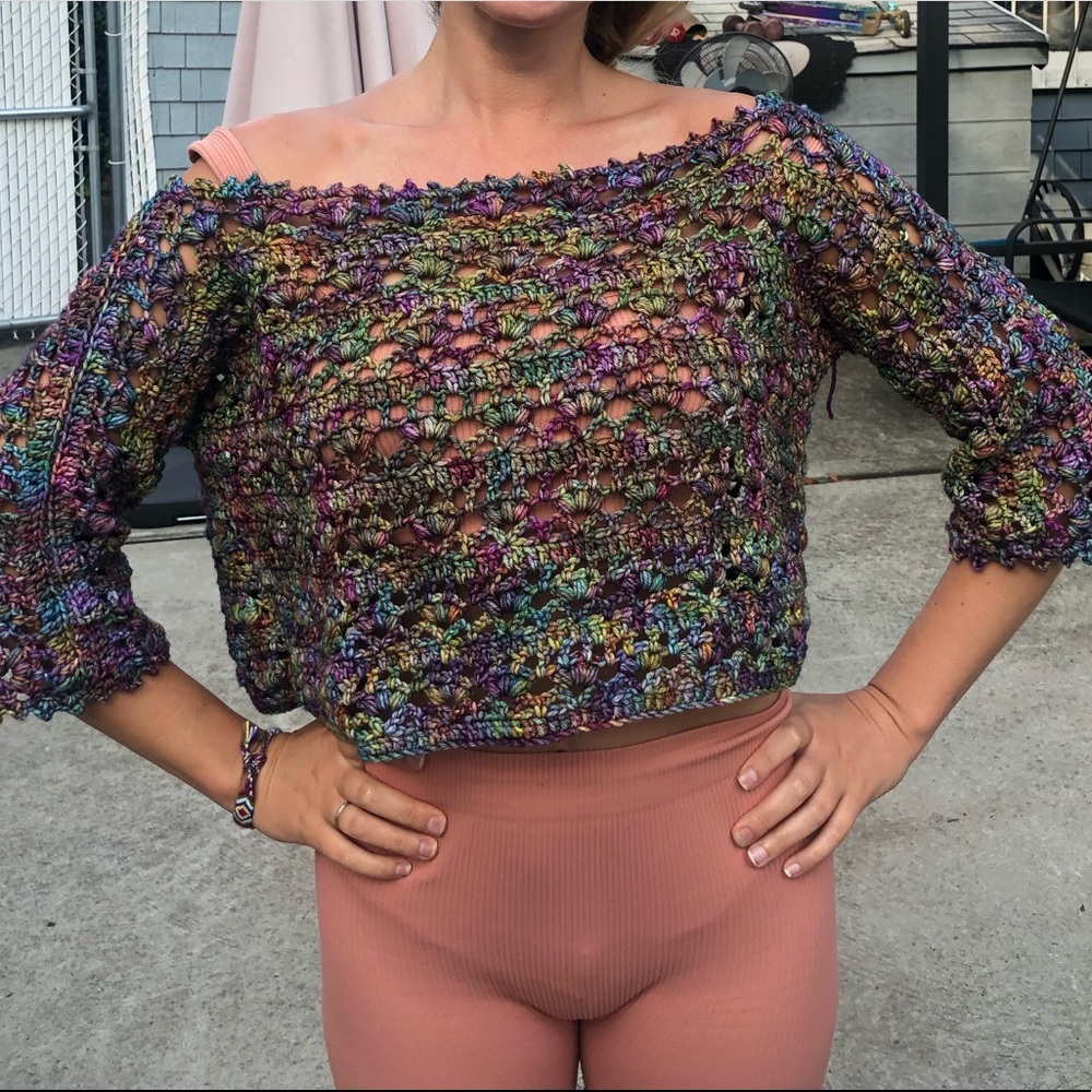 Handmade crochet cropped top one size